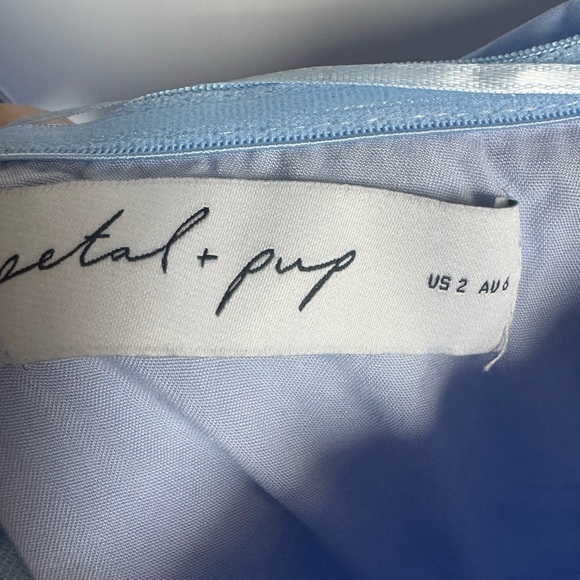 NEW PETAL & PUP SOLANA OFF SHOULDER MIDI DRESS - BLUE SIZE 2 B1027 - Picture 8 of 8